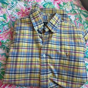 Ralph Lauren Yellow and Blue Plaid Men's Shirt
